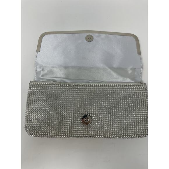 Women's Studded Clutch Purse Silver Chain Strap - Picture 7 of 12